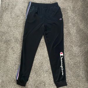 Boys Champion Sweatpants Track Pants Gray Striped